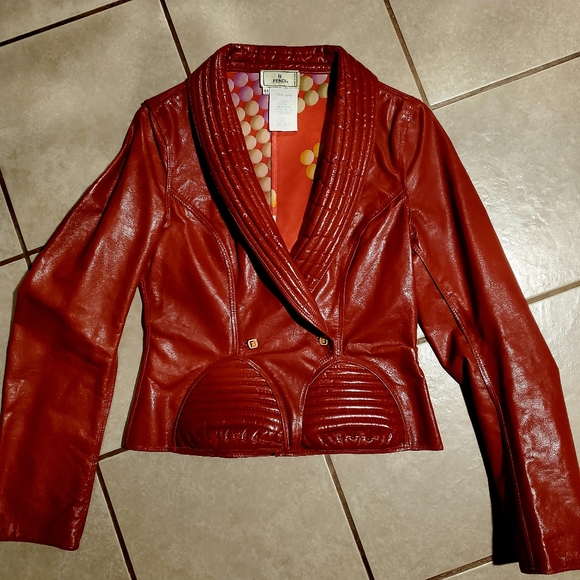 FENDI RED ( REAL) LEATHER JACKET - Picture 8 of 11